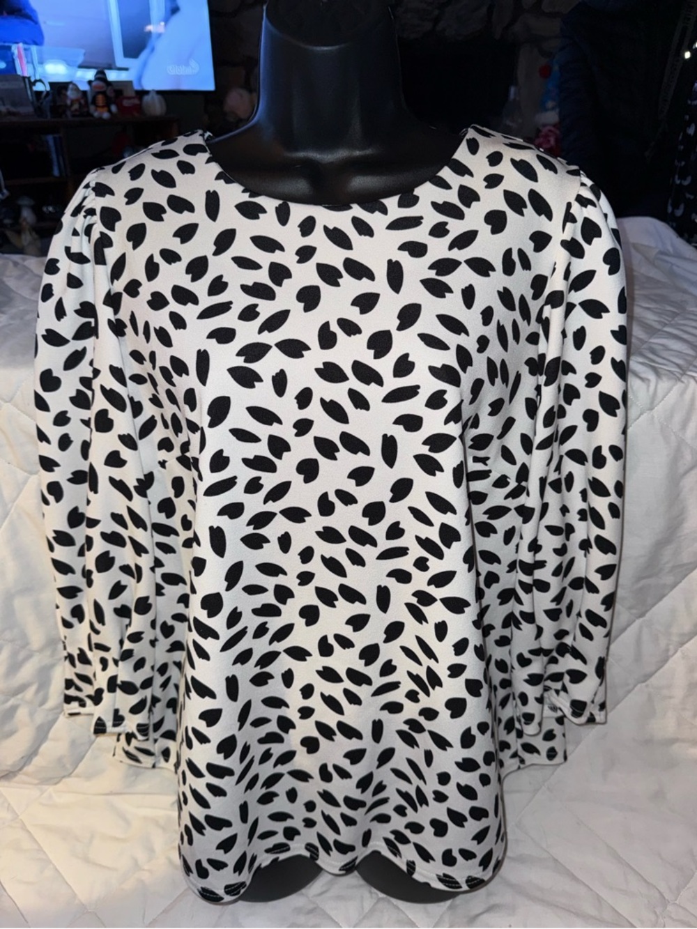 Melloday Leaf Print Top 3/4 Quarter Sleeve Blouse